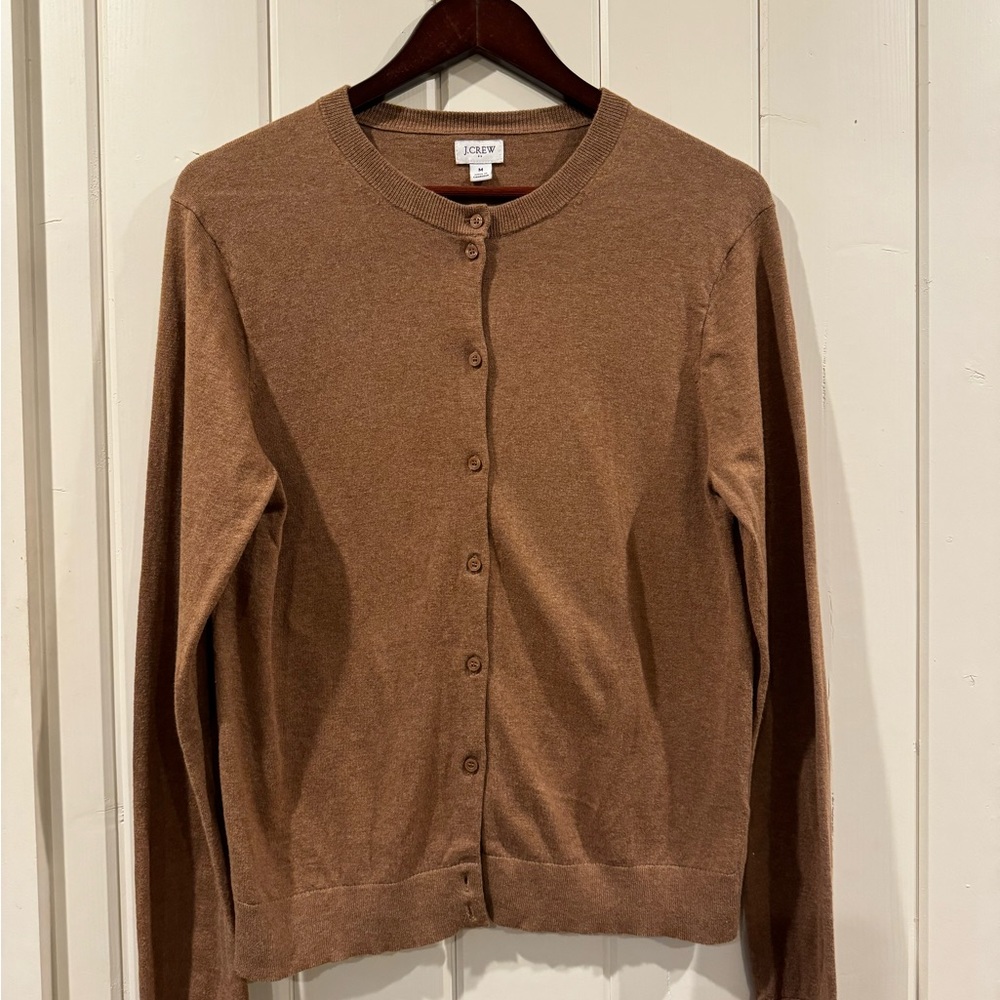 J Crew Cardigan, Women’s Size M, 100% Cotton, Camel Brown